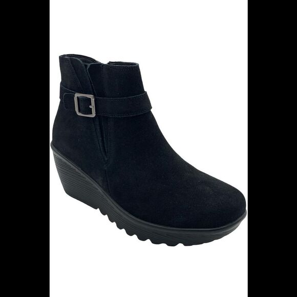 Skechers Suede Parallel Wedge Ankle Boots Day Date Black - Medium - Picture 2 of 5